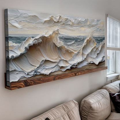 Ocean Waves Wall Art canvas, textured crafting canvas in blue beige tones by Tailored Canvases on Tampa Home & Garden Store