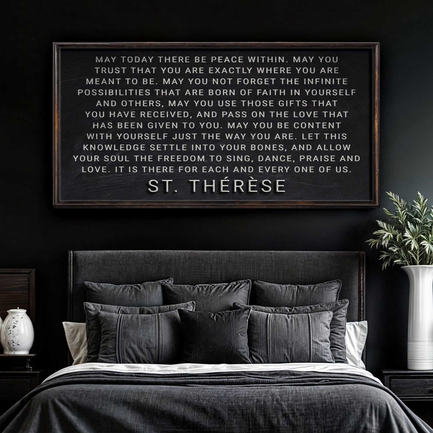 Faith sign canvas May Today There Be Peace Within, dark framed crafting canvas on Tampa Home & Garden Store