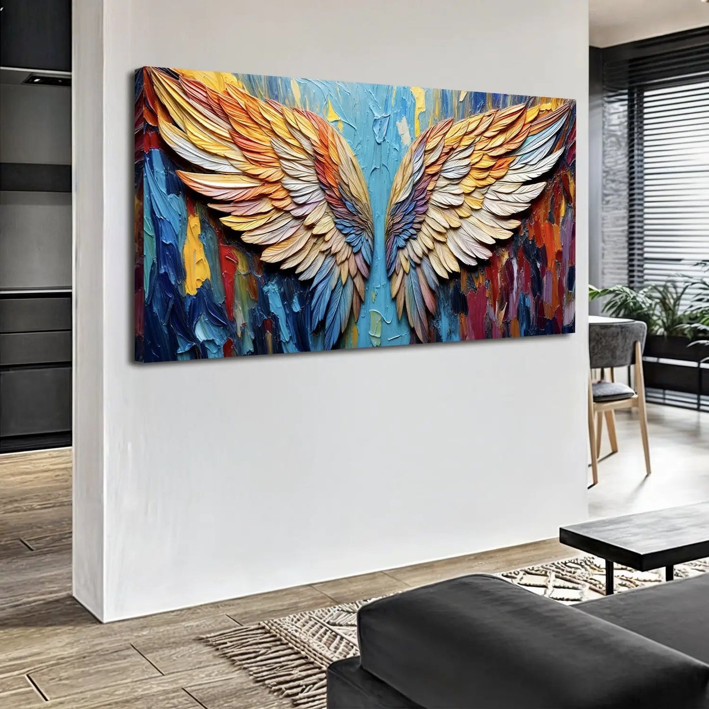 Wings of Hope Wall Art two-panel canvas by Tailored Canvases with rainbow wings on Tampa Home & Garden Store