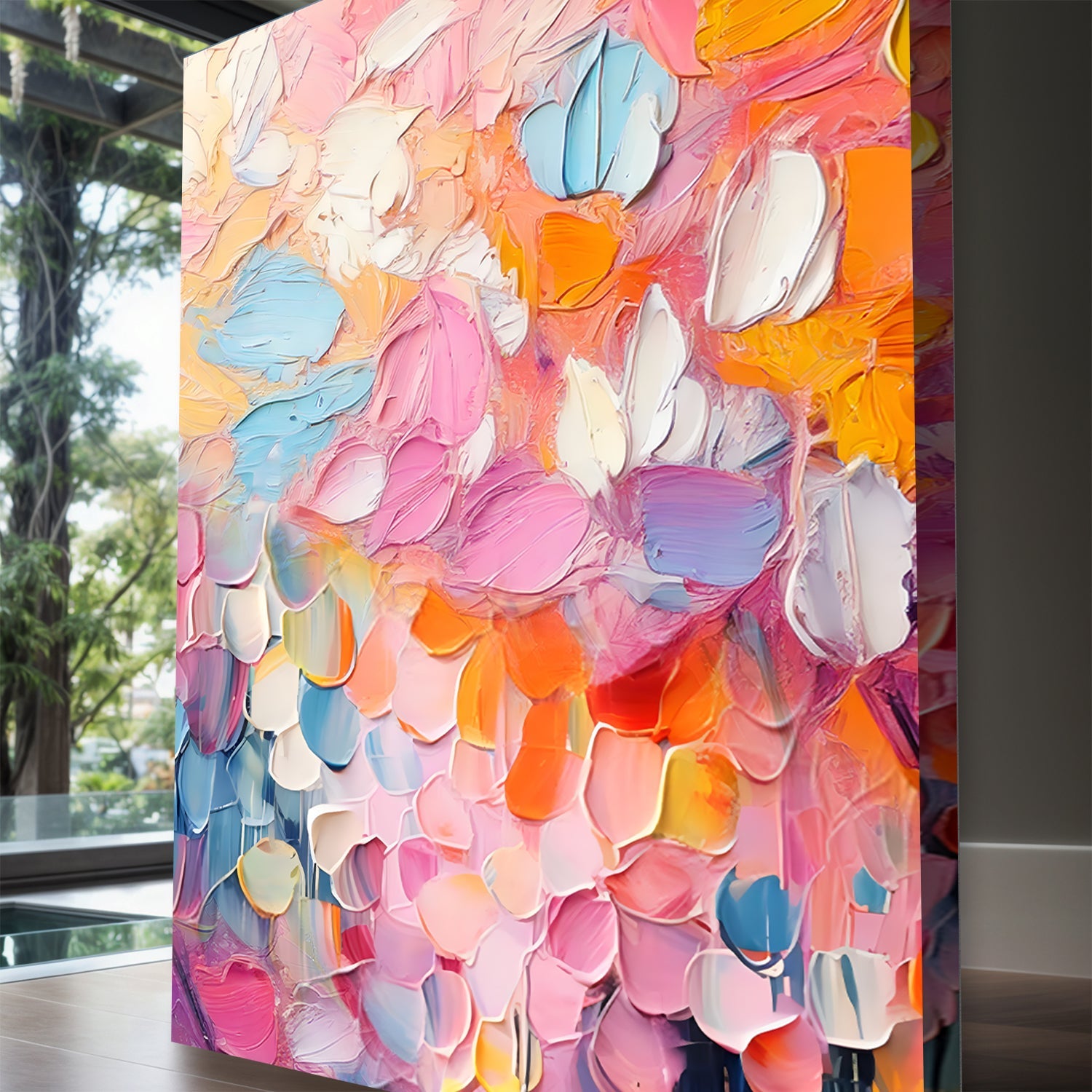 Blooming Rhapsody Abstract Wall Art canvas by Tailored Canvases, multicolor petal textures on Tampa Home & Garden Store