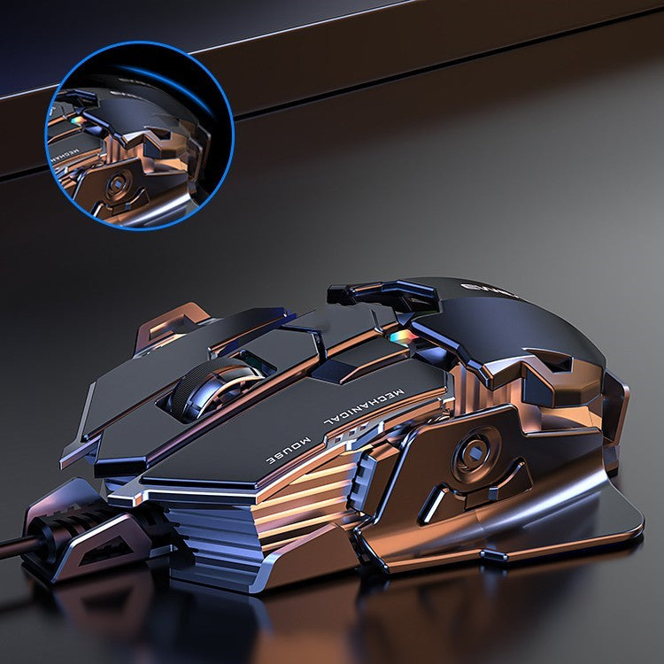 Stevvex gaming ergonomic wired mouse 6400 DPI with copper metallic finish and blue LED ring on Tampa Home & Garden Store