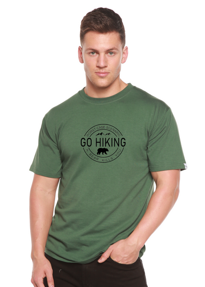 Go Hiking men's bamboo viscose/organic cotton graphic T-shirt green with black logo on chest on Tampa Home & Garden Store