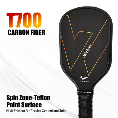 Pickleball training paddle Warping Point Spin Zone black with orange lines, T700 carbon fiber on Tampa Home & Garden Store
