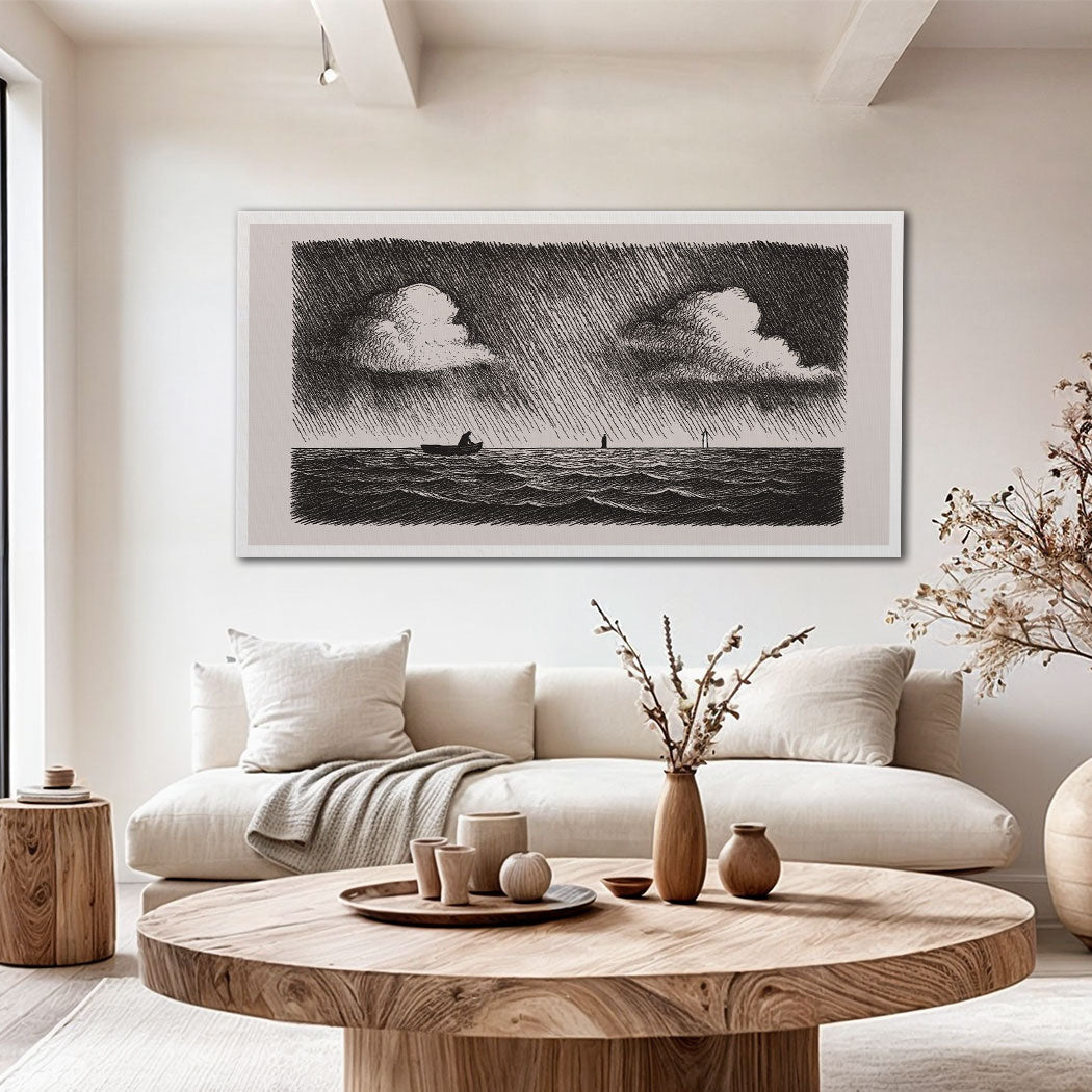 Tailored Canvases Jesus Walking On Water Faith Wall Art III canvas print, black white seascape on Tampa Home & Garden Store