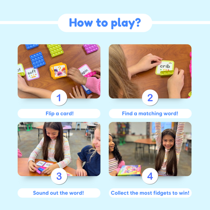 Tricky Trolls toy by The Fidget Games; two cards show kids using word cards and fidgets on Tampa Home & Garden Store
