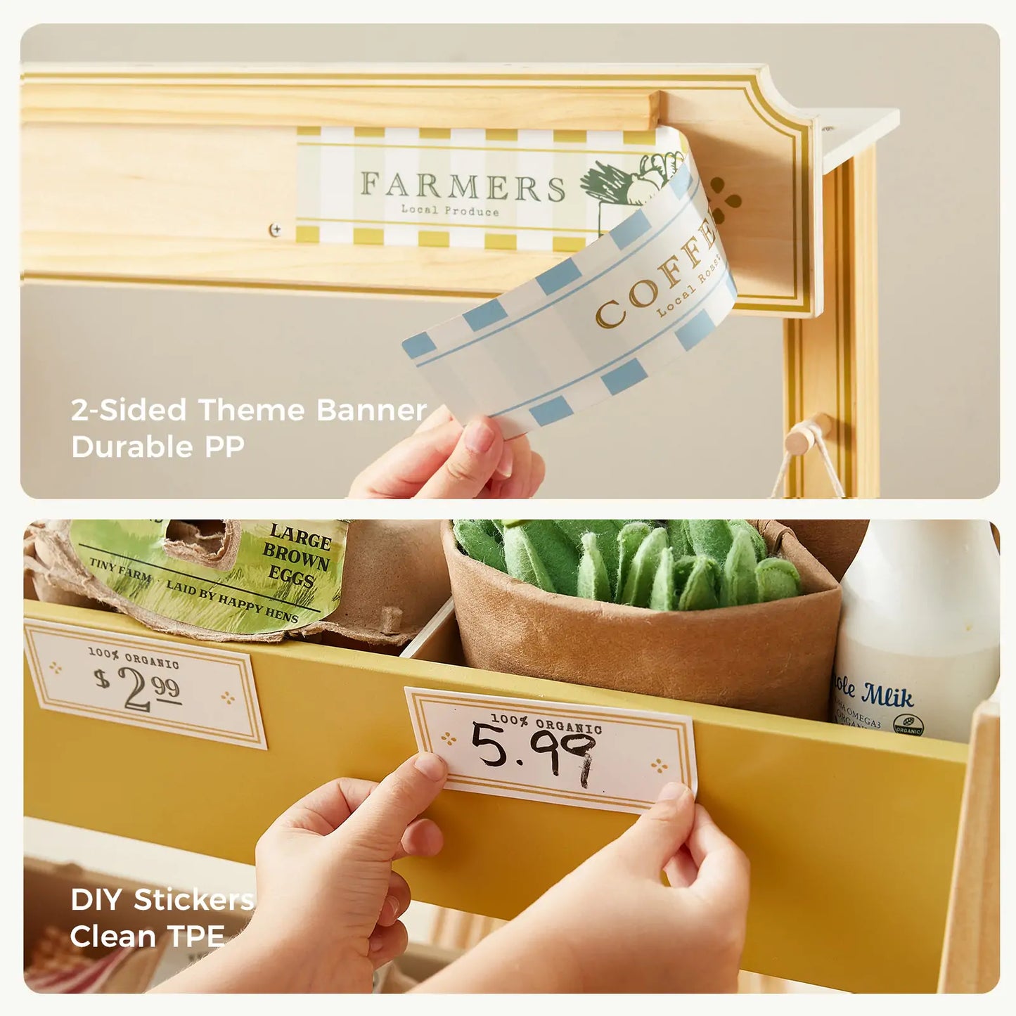 Tiny Land Kid's Grocery Store Playset, wooden pretend shopping set by Tiny Land INC on Tampa Home & Garden Store
