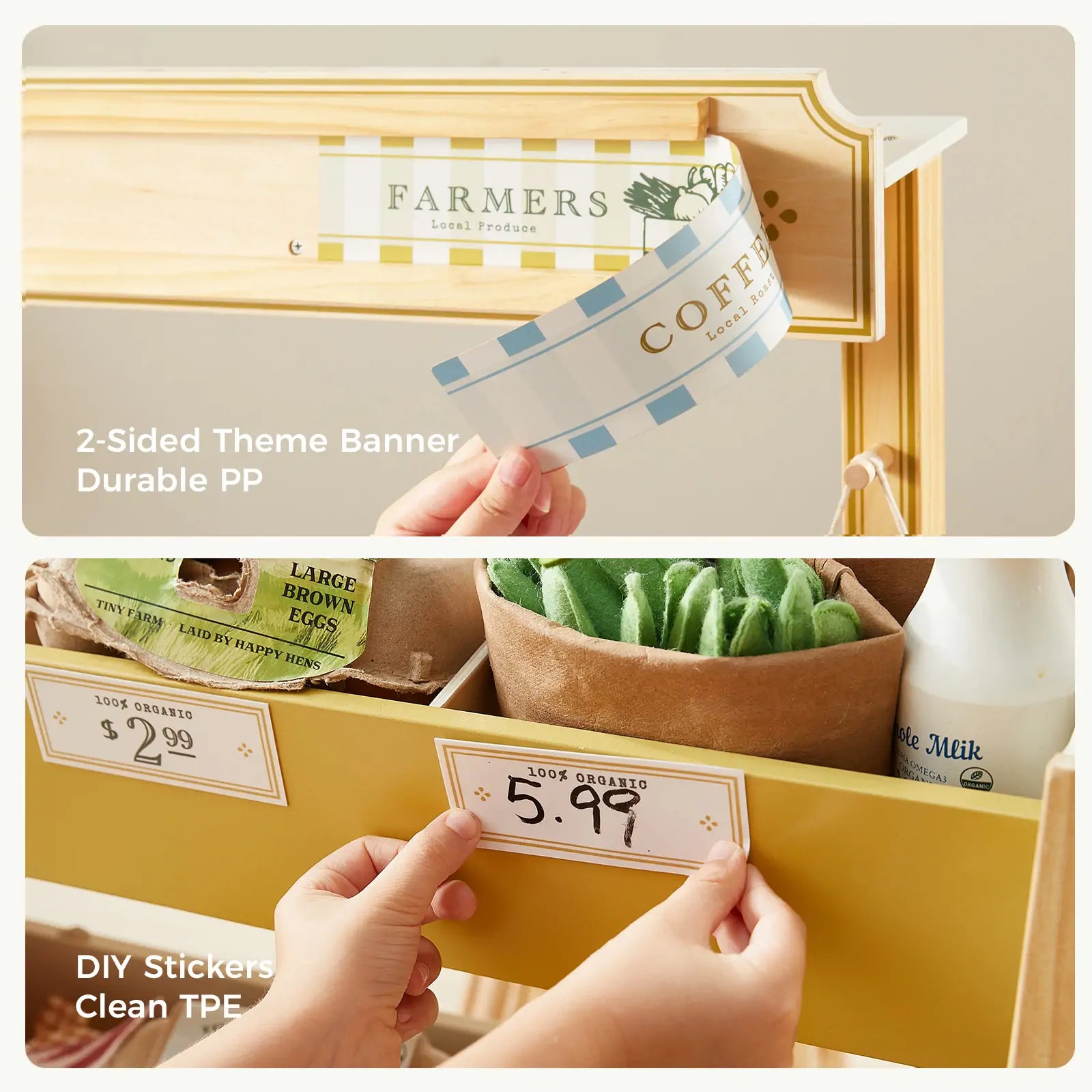 Tiny Land Kid's Grocery Store Playset, wooden pretend shopping set by Tiny Land INC on Tampa Home & Garden Store