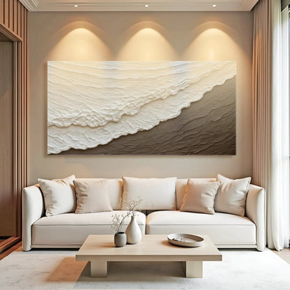 Waves Abstract Wall Art canvas by Tailored Canvases with creamy, textured wave design on Tampa Home & Garden Store