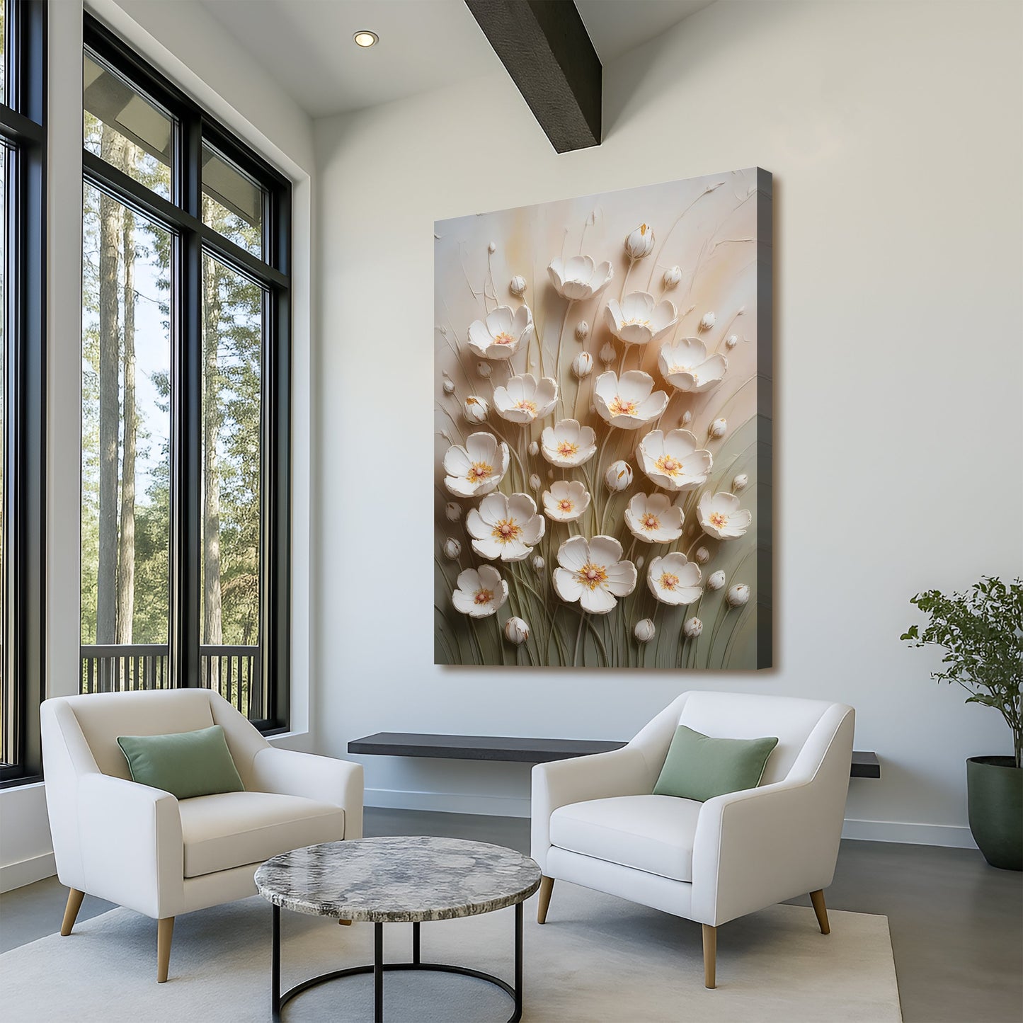 Floral Wall Art Canvas Crafting Canvas by Tailored Canvases in soft beige tones on Tampa Home & Garden Store