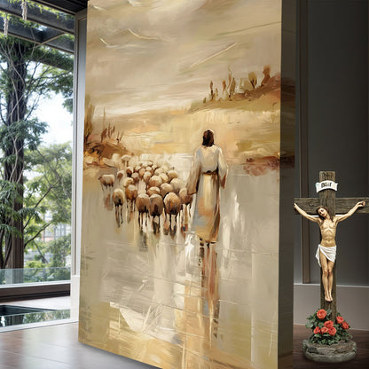 99 Faith Wall Art IV canvas by Tailored Canvases, golden pastoral with shepherd and flock on Tampa Home & Garden Store