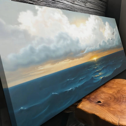 Waterscape Abstract Wall Art II canvas by Tailored Canvases; seascape with clouds and sunset on Tampa Home & Garden Store