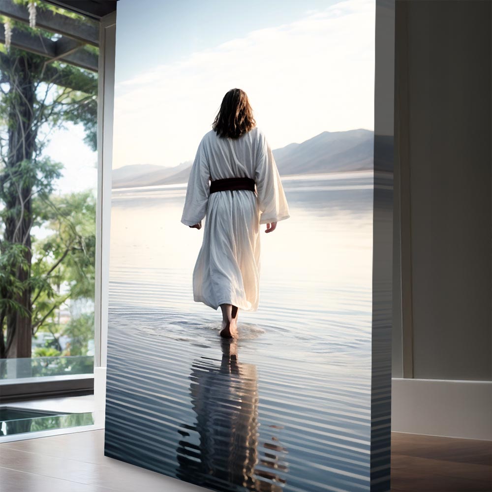 Reflections Faith Wall Art VII canvas by Tailored Canvases white-robed figure walking water on Tampa Home & Garden Store