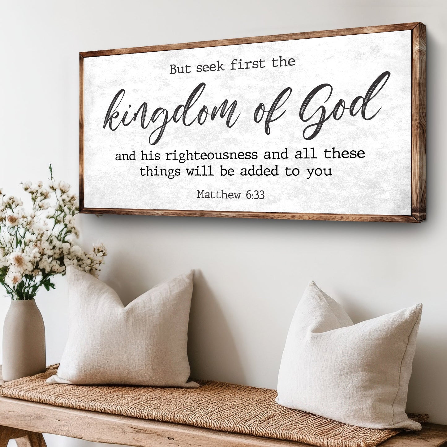 Canvas Matthew 6:33 But Seek the Kingdom of God sign woodframe Tailored Canvases on Tampa Home & Garden Store