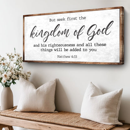 Canvas Matthew 6:33 But Seek the Kingdom of God sign woodframe Tailored Canvases on Tampa Home & Garden Store