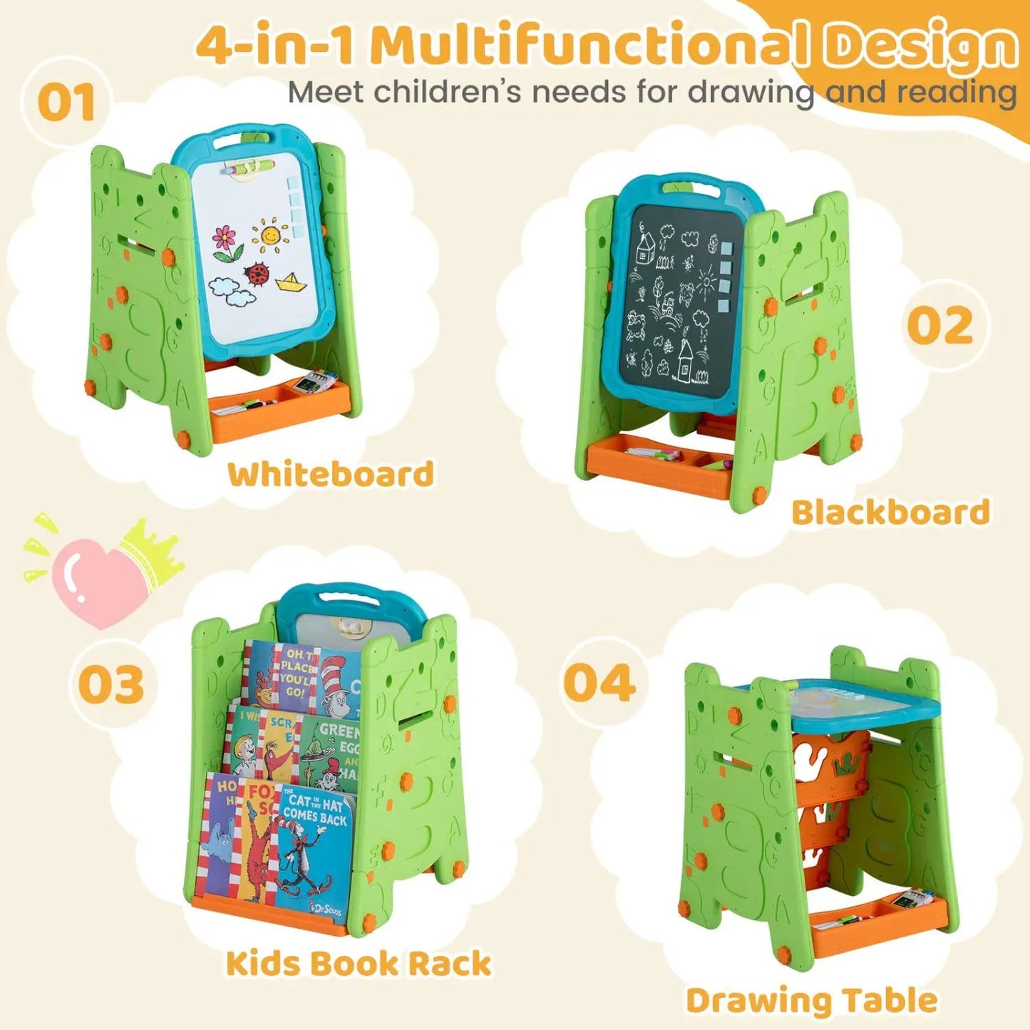 Art Easel Four in One Double Sided Magnetic Board