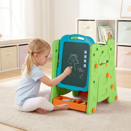 DirectDeals Kids Art Easel 4-in-1 double-sided magnetic board in blue/green with orange tray on Tampa Home & Garden Store