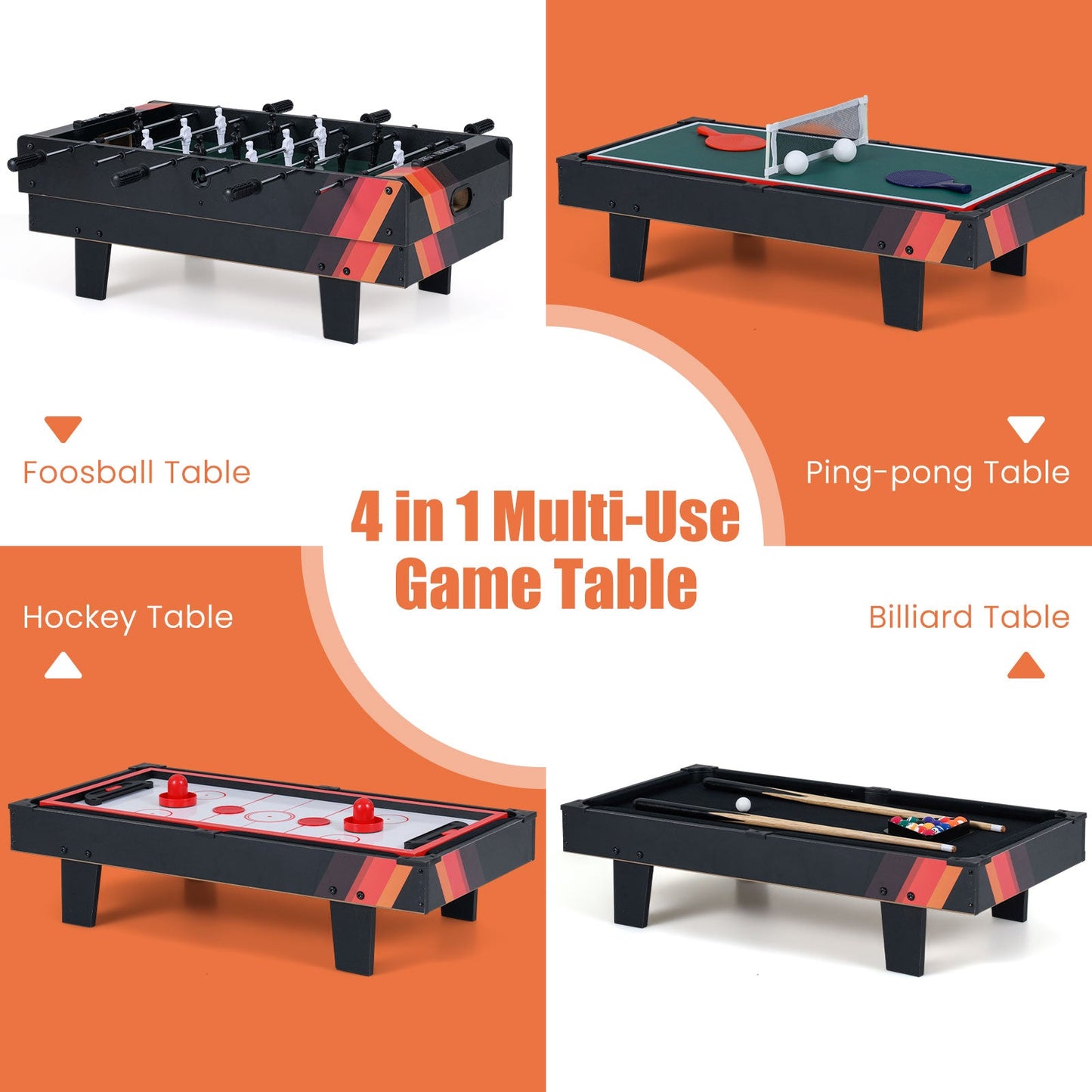 4 in 1 Combo Game Table Set with Billiards