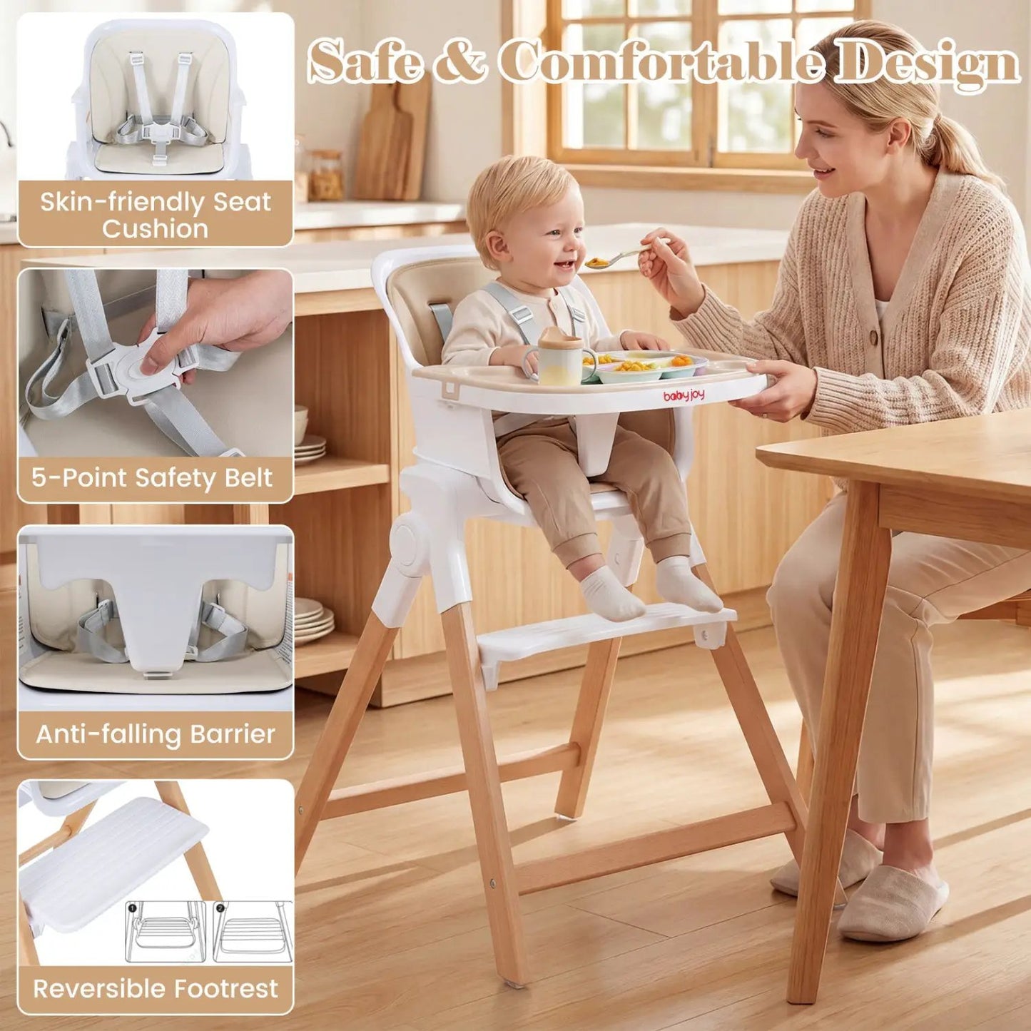 4 in 1 Convertible High Chair Adjustable Tray