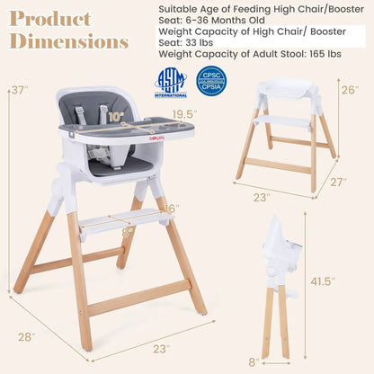 4 in 1 Convertible High Chair Adjustable Tray
