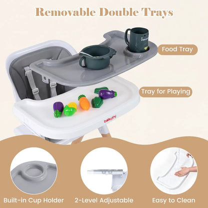 4 in 1 Convertible High Chair Adjustable Tray