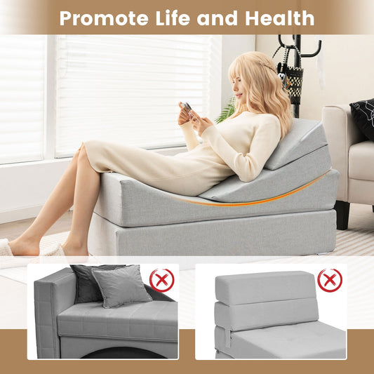 4-in-1 Convertible Folding Sofa Bed with High-Density Foam-Gray - Tampa Home & Garden Store