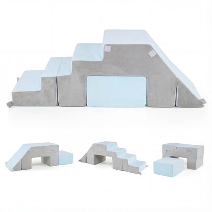 4-in-1 Foam Climbing Blocks Toddler Indoor Climb with Slide-Gray