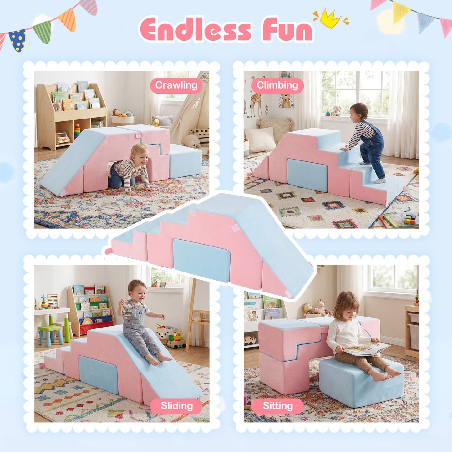 Foam Climbing Blocks with Slide for Toddlers