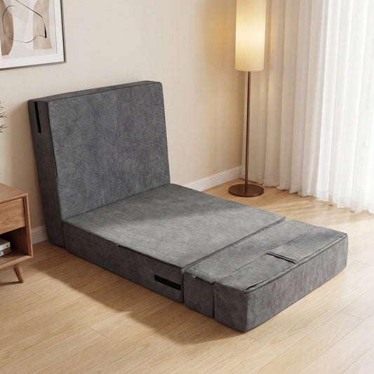 Dark gray corduroy 4-in-1 folding sofa bed with smooth zipper, DirectDeals sleeper chair on Tampa Home & Garden Store