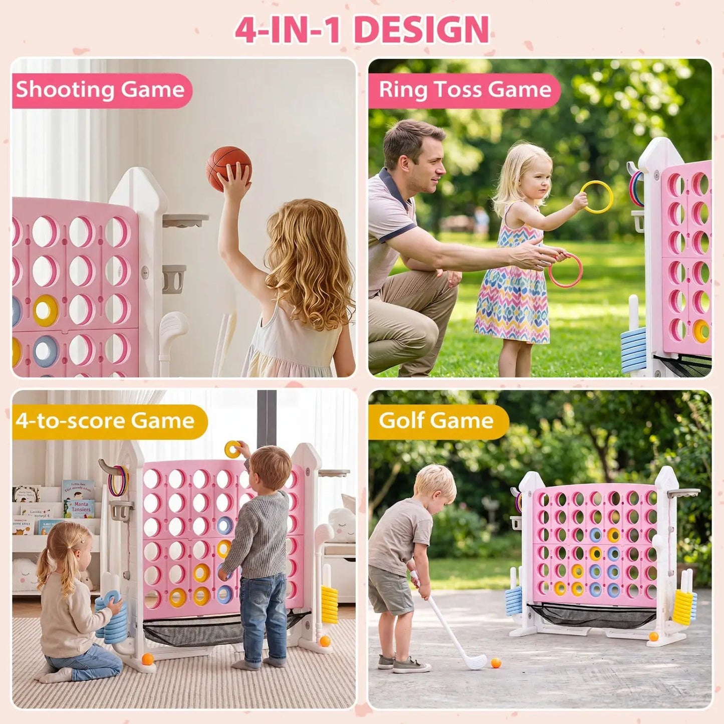 4 in 1 Adjustable Height Connect Game Carry Bag
