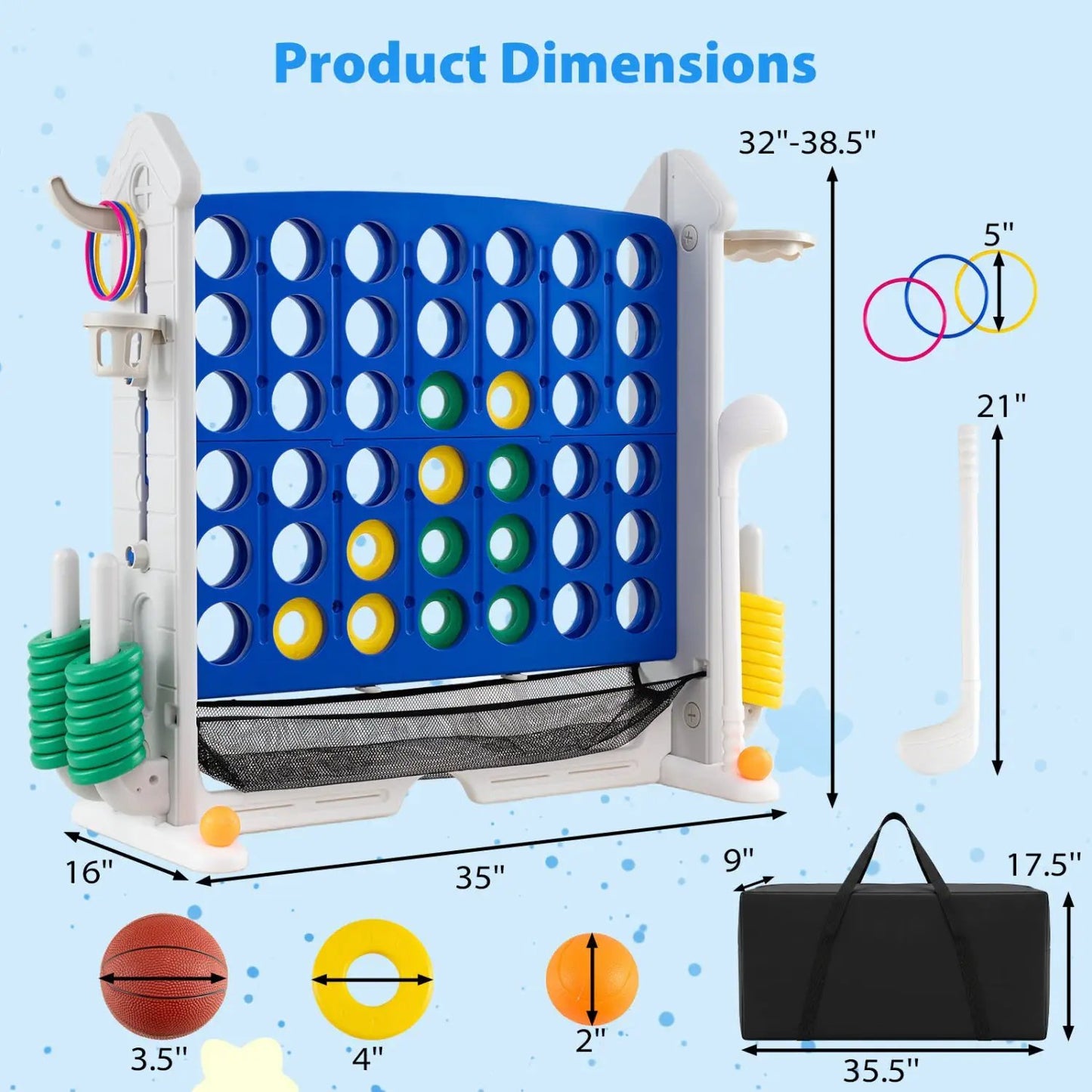 4 in 1 Adjustable Height Connect Game Carry Bag