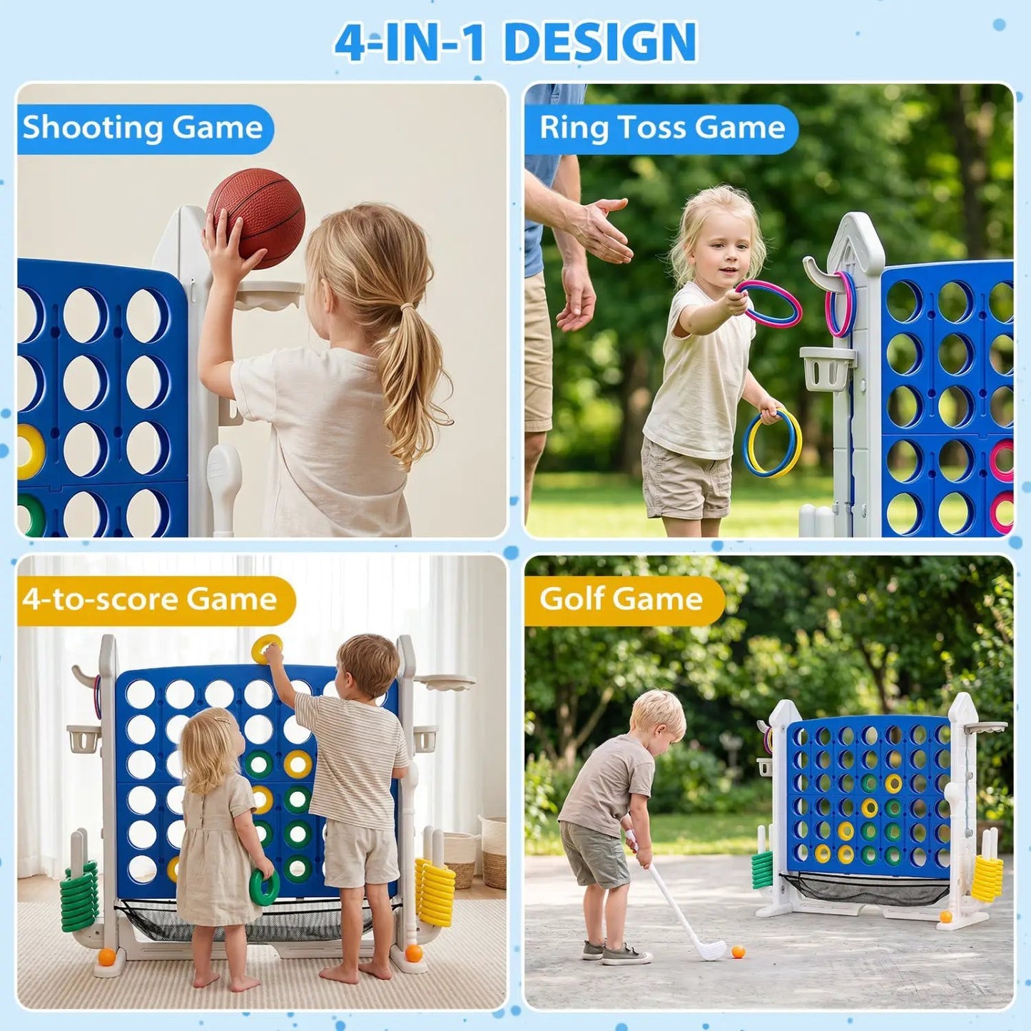 4 in 1 Adjustable Height Connect Game Carry Bag