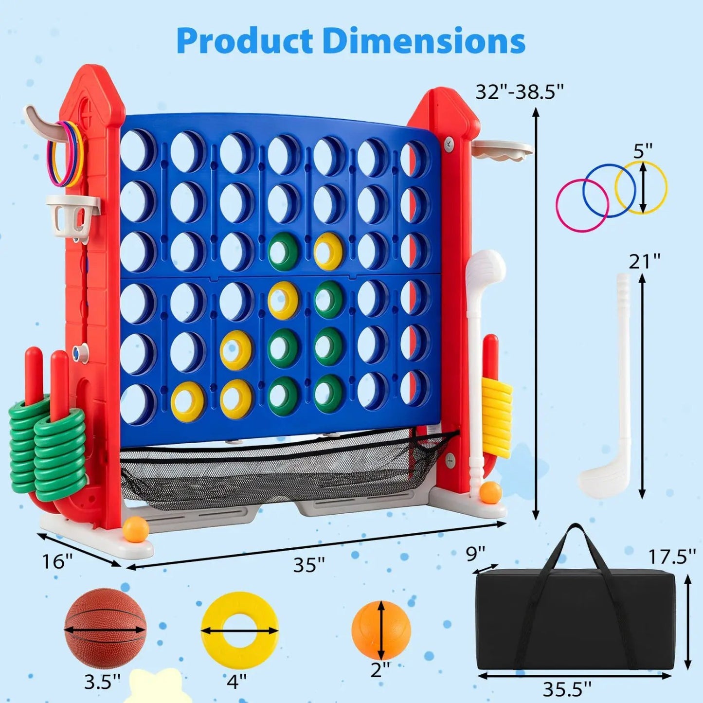 4 in 1 Adjustable Height Connect Game Carry Bag