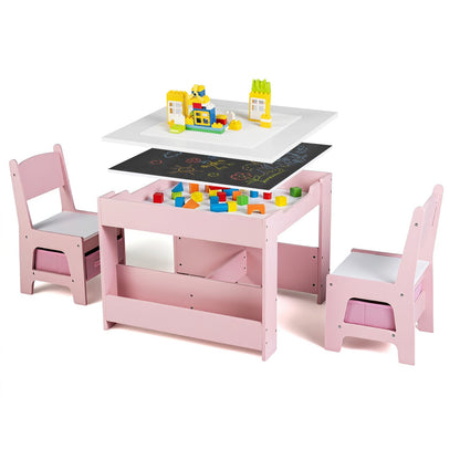 Pink kids table and chair set with chalkboard top, 2 chairs, building blocks DirectDeals on Tampa Home & Garden Store
