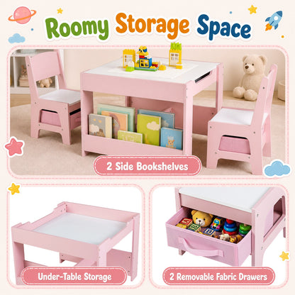Kids Table and Chair Set with Building Blocks & Storage, pink, DirectDeals on Tampa Home & Garden Store