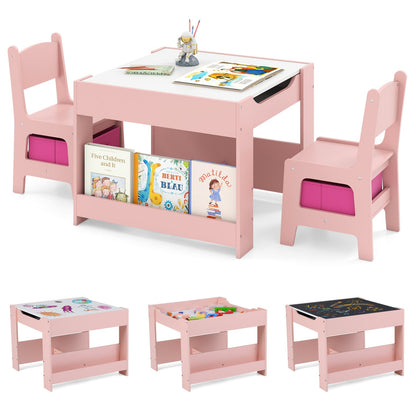Kids Activity Table and 2 Chairs Set with Reversible Tabletop in pink DirectDeals on Tampa Home & Garden Store