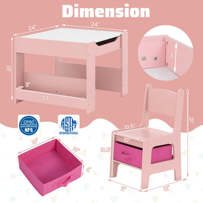 Kids Activity Table & 2 Chairs Set with Reversible Tabletop in pink DirectDeals on Tampa Home & Garden Store