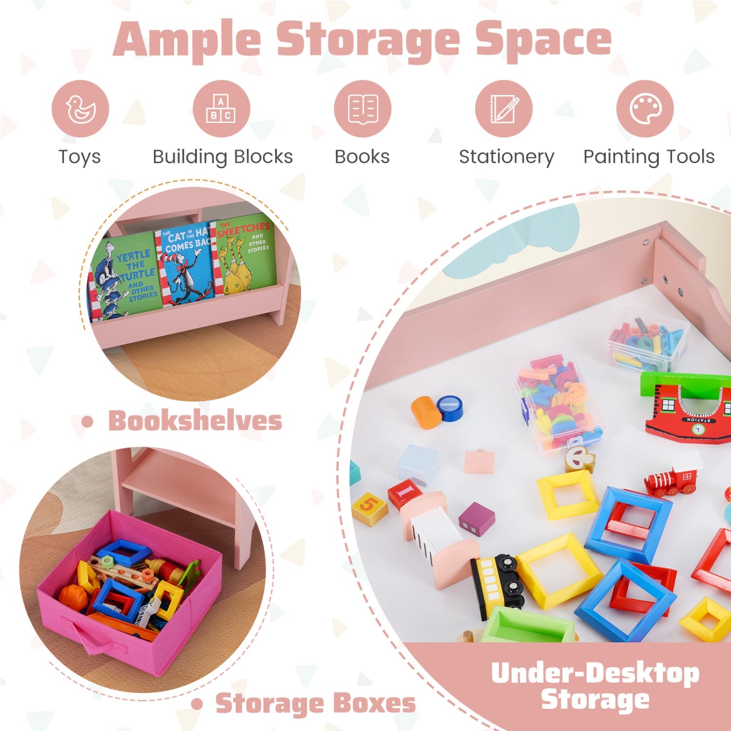 Kids activity table and 2 pink chairs set with reversible tabletop by DirectDeals on Tampa Home & Garden Store