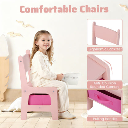 Kids Activity Table and 2 Chairs Set with Reversible Tabletop pink backrest DirectDeals on Tampa Home & Garden Store