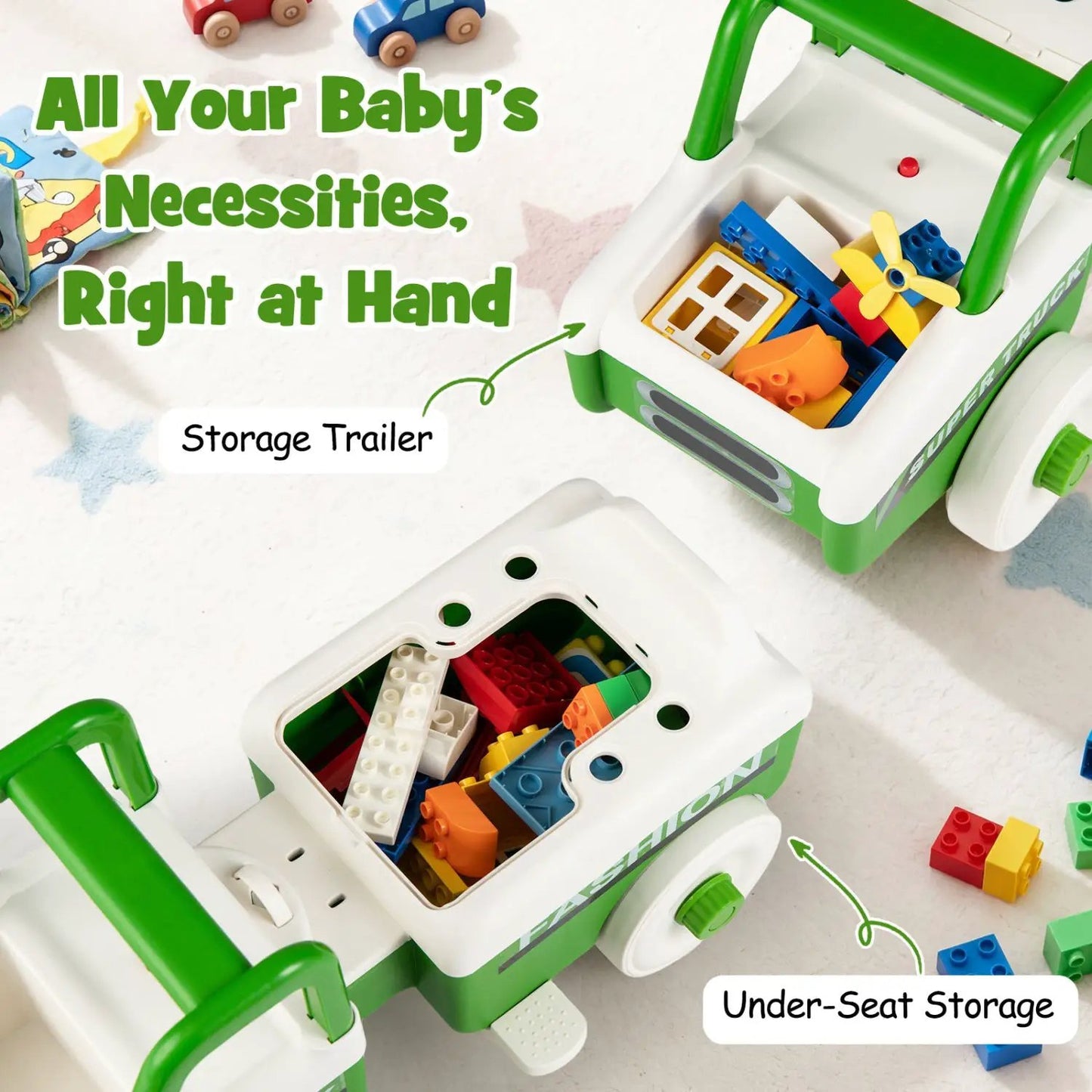 4 in 1 Ride on Push Car with Music and Storage