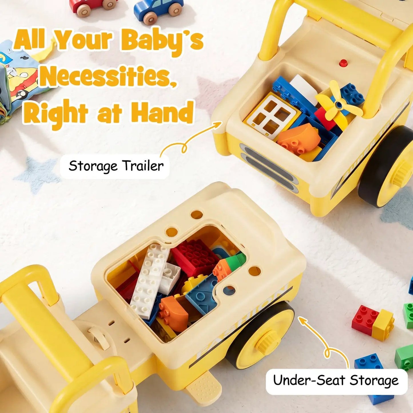 4 in 1 Ride on Push Car with Music and Storage
