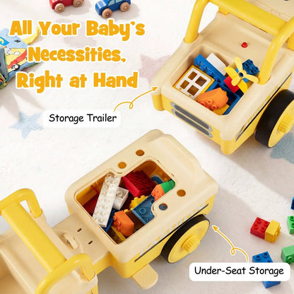 4 in 1 Ride on Push Car with Music and Storage