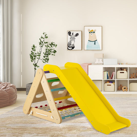 4 in 1 Triangle Climber Toy with Sliding Board and Climbing Net-Multicolor - Tampa Home & Garden Store