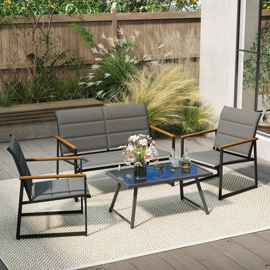4-Piece Outdoor Conversation Patio Furniture Set-Gray - Tampa Home & Garden Store