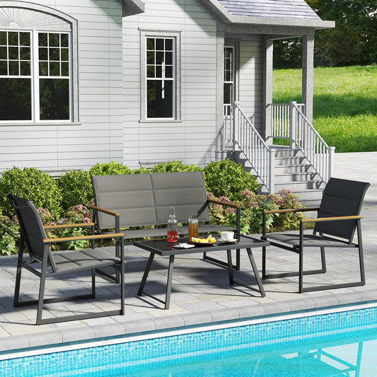 4-Piece Outdoor Conversation Patio Furniture Set-Gray - Tampa Home & Garden Store