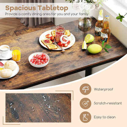 Juego de comedor industrial de 4 piezas con banco y 2 taburetes - Marrón