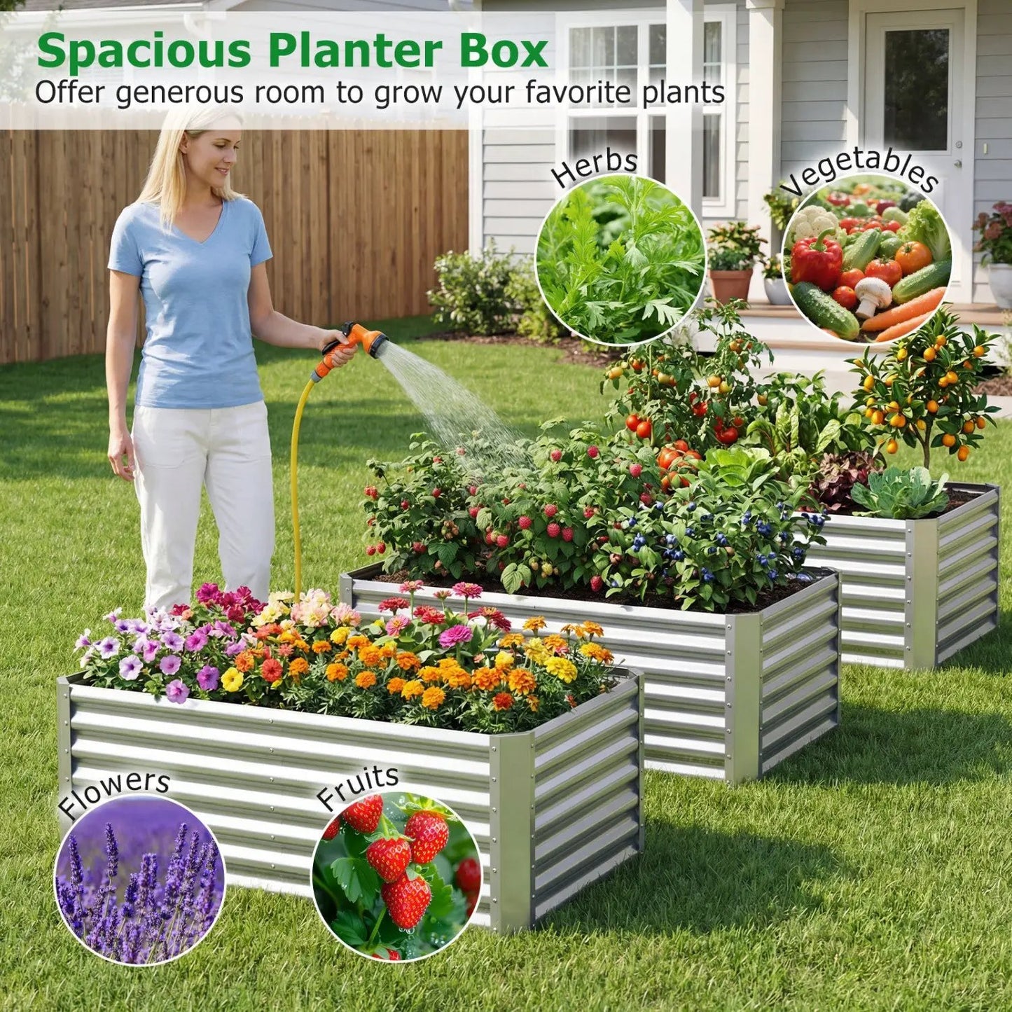 Galvanized Raised Garden Bed 4x2x2 Ft Planter Box