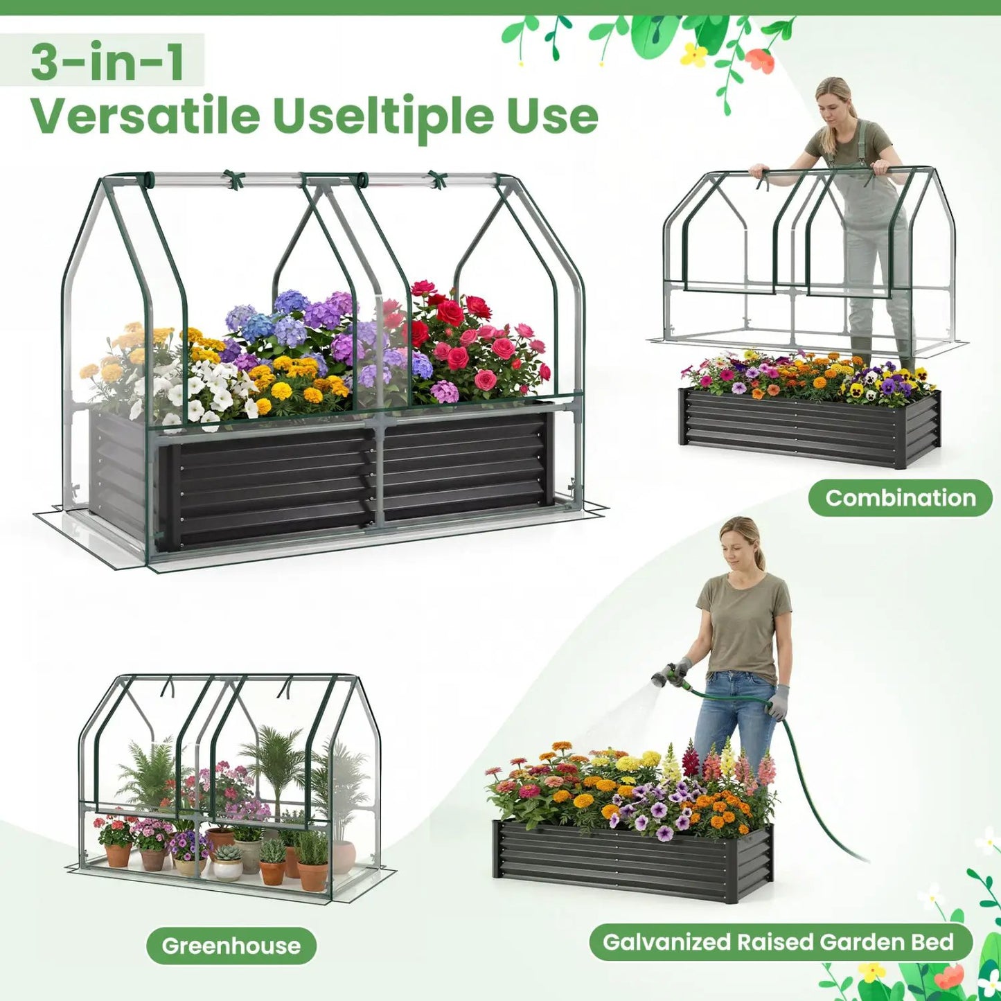 Galvanized Raised Garden Bed and Greenhouse Cover