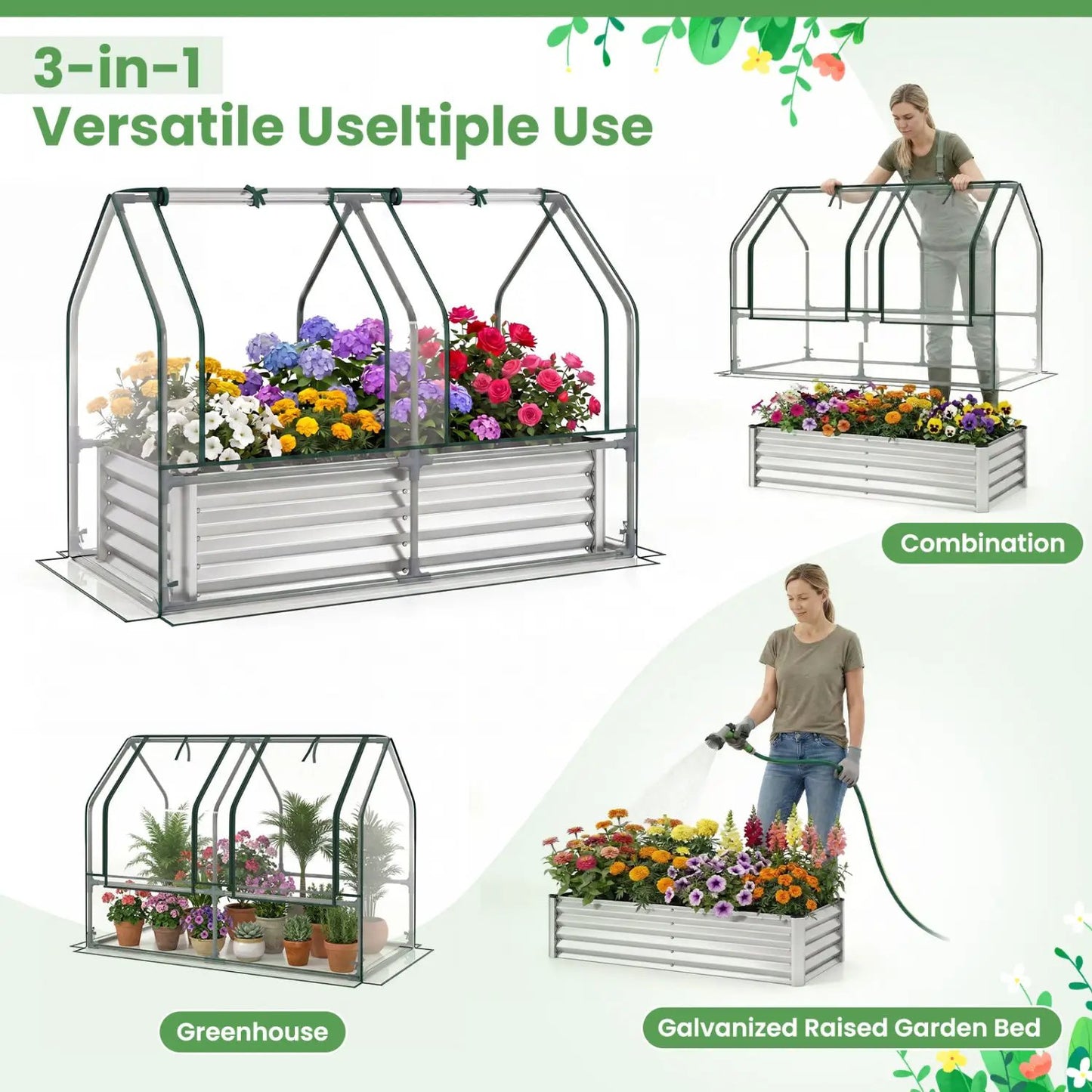 Galvanized Raised Garden Bed and Greenhouse Cover