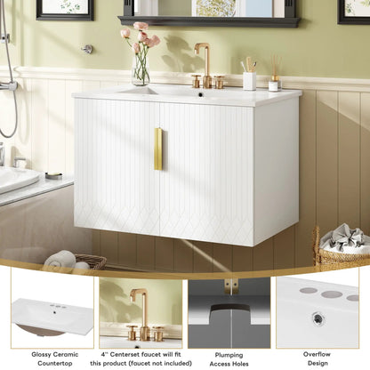 Bathroom vanity with sink, cabinet, gold faucet, 2 soft-close doors by Unique Piece Furniture on Tampa Home & Garden Store