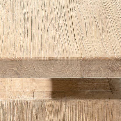 Calder 18' reclaimed elm block plinth side table top in heritage light natural brown grain on Tampa Home & Garden Store